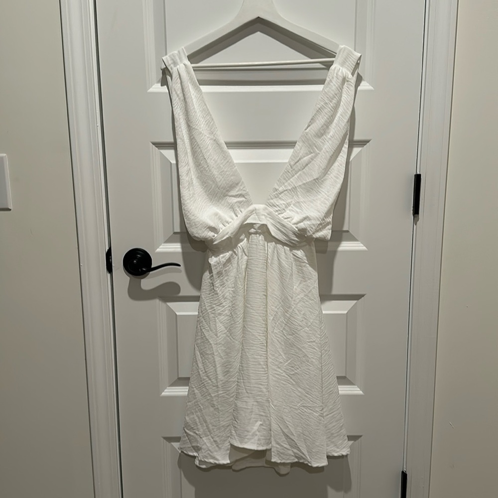 White Deep Plunge Bridal Dress